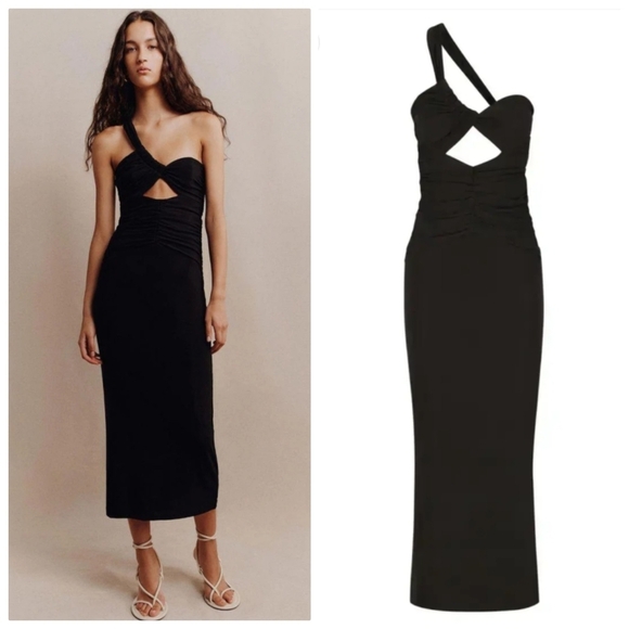 New Shona Joy Yvette Strapless Black Cocktail Midi Dress Size 2 NWOT - Picture 4 of 10